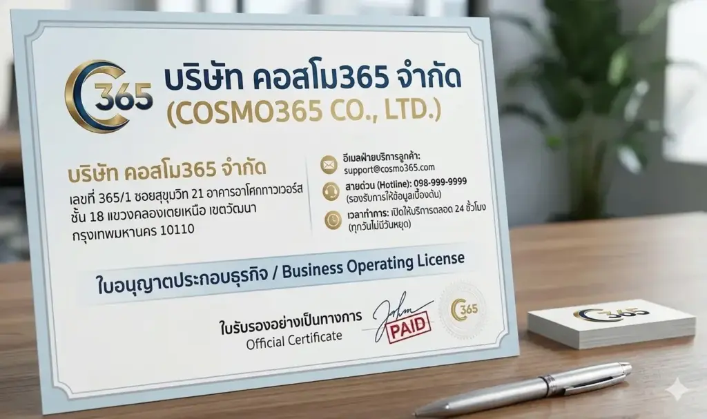 รายละเอียดการติดต่ออย่างเป็นทางการ - cosmo365